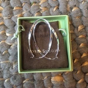 Sterling Silver oval twist hoop earrings 2 3/8 in.